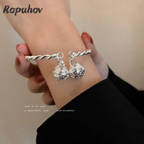 ROPUHOV 2021 Korean Trendy National Double Palace Bell Bracelet Girlfriend Retro Bracelet Female Summer Simple Hand Ornaments