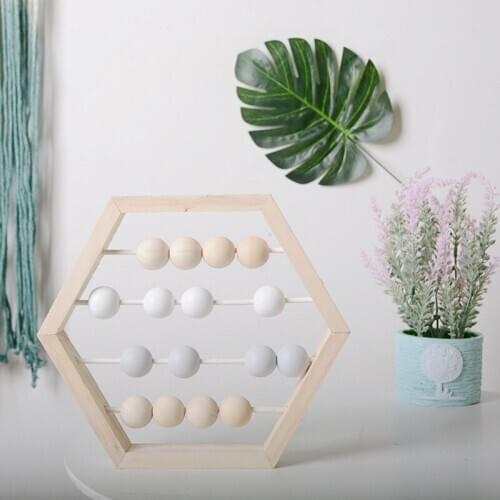 Nordic Style Natural Wooden Abacus With Beads Craft Baby Early Learning Educational Toys Scandinavian Style Baby Room Decor
