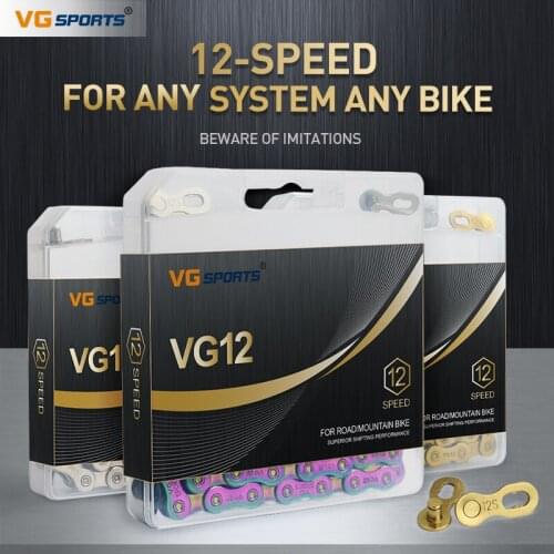 VG Sports MTB 12 Speed Chain Silver 12s 12speed Chain X1 X12 1x12 System Connector Included 126L Links for Bicycle Bike Parts