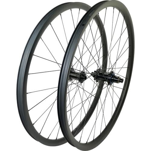 Ultralight 1280g 33mm wide MTB XC BOOST Carbon Wheelset Tubeless Asymmetric 28H Yuniper Hubs 15×110mm 12×148mm UD matte glossy