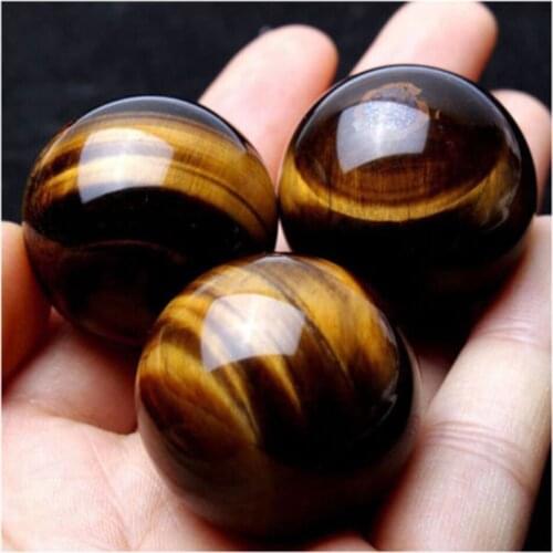 Dark Yellow Asian Rare Tiger Eye Quartz Crystal Healing Ball 20-22mm 1pcs Sphere jewelry Beads Random Color Drop Shipping