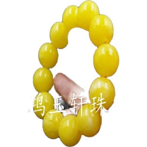 Yellow amber round bead bracelet Light yellow beeswax bracelet Old floating salt water amber bracelet