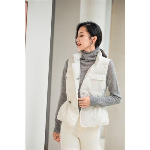 Winter women ultra light down jacket white duck vest jacket warm coat parka portable coa