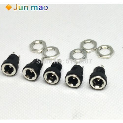 10Pcs 3A 12v for DC Power Supply Jack Socket Female Panel Mount Connector 5.5mm 2.1mm Plug Adapter 2 Terminal types 5.5*2.1
