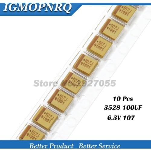 10pcs B-3528-6.3V-100UF-107A B Type 3528 100UF 6.3V 107A SMD Tantalum capacitor