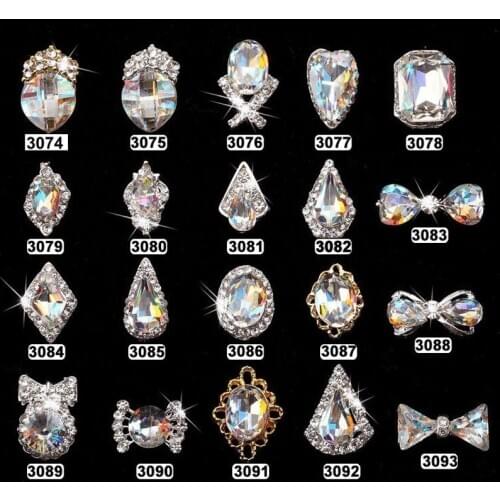100pc Nail Water Drop/Heart/Bow Crystal Glass Stones DIY 3D Nail Stickers For Nail Art Decorations Nail Strass Rhinestones FUYOU