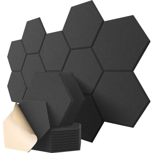 12 Pack Self-Adhesive Acoustic Panels, 12X10X 0.4 Inch Soundproof Foam Panels,Hexagon Soundproof Panels