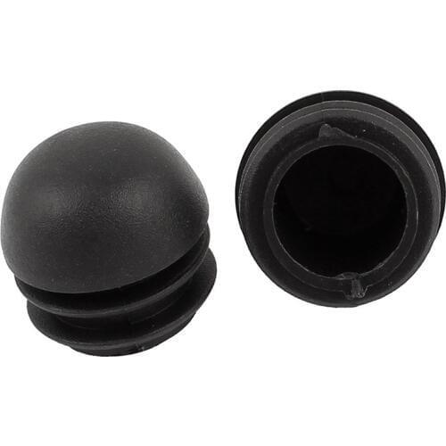 2 Pcs 25mm Dia Plastic Round Tube Inserts End Blanking Caps Black
