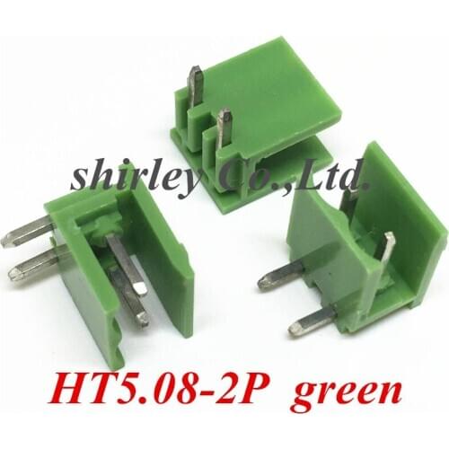 Free shiiping 20PCS Terminals Connector bend 2pin 2EDG5.08-2P plug socket 5.08MM pitch green 2EDGRK-2P Curved needle HT5.08-2Pin