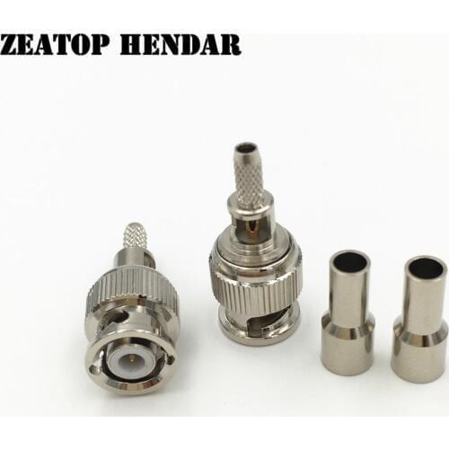 200Pcs Brass Mini BNC Male Plug Window Crimp Solder for LMR100 RG316 RG174 RG178 Cable RF Coax Radio Straight Adapter Connector
