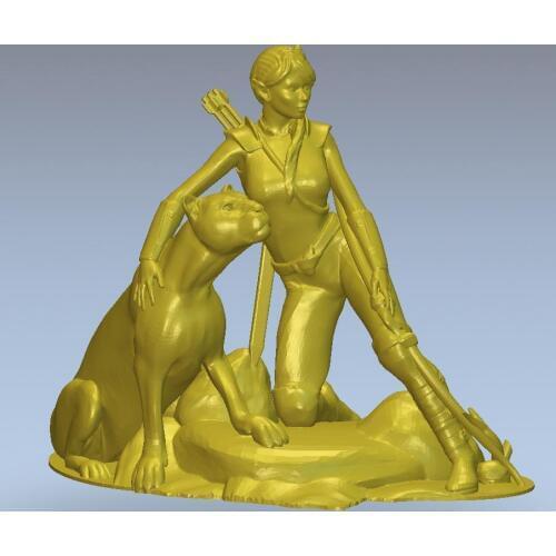 3d model relief for cnc or 3D printers in STL file format statue Huntress