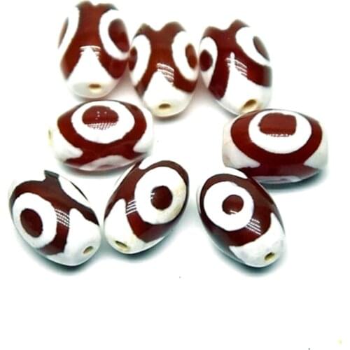 8pcs/lot Tibet DZI agate beads 8*12mm Red/ White DZI 3 eyes men&women jewelry DIY Free Shipping