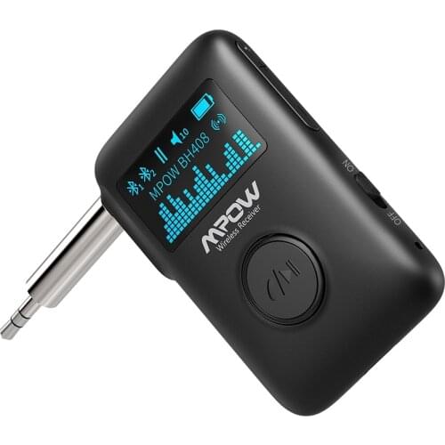 Mpow Bluetooth 5.0 Adapter Wireless Audio Receiver With OLED Display Music Streaming Adapter 3D Surround For Car Aux Home Stereo