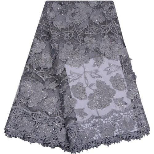 African Lace Fabric 2019 High Quality Lace 3D Flower Lace Fabric Beautiful Applique Stones Lace For Nigerian Wedding Dress S1123