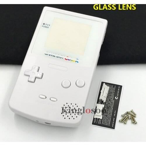 White full shell case replacement kits for Nintendo Gameboy Color GBC housing shells glass screen lens