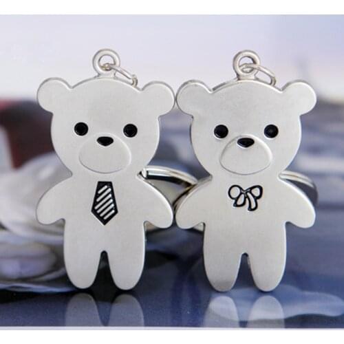 Loves bear Key Chain Heart Keychain Key Ring for Couples Lovers' Best gift Lovers Novelty Items Gift Keychains 1 pair