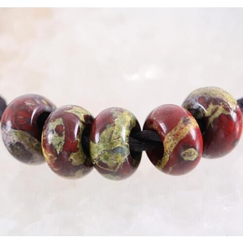 5Pcs/Lot Big Hole Beads Natural Red Dragon Blood Stone 14mm Spacer for Men Women DIY Jewelry Making Earring Ring Gem Bead K1008