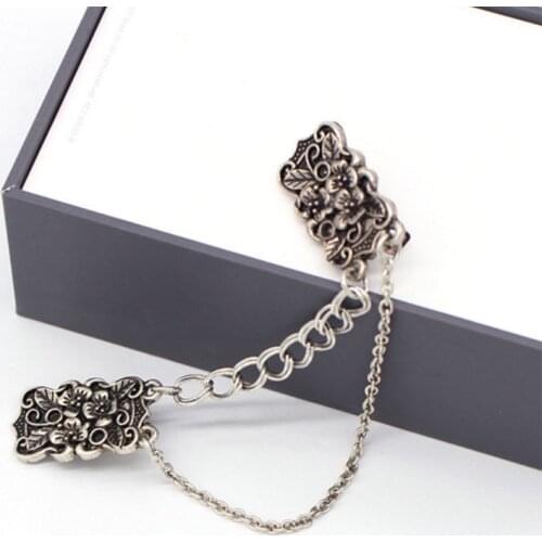Sweater Chain Scarf Clip Cardigan Clips Metal Buckle Pendant Jewelry Women Men Shirt Collar Decoration Fixing Clothes Ornaments