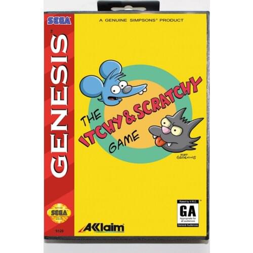 Itchy and Scratchy 16bit MD Game Card For Sega Mega Drive/ Genesis with Retail Box