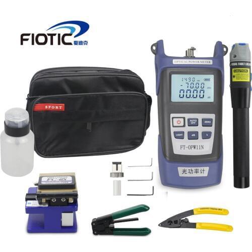 Fiber optic FTTH Tool Kit with Fiber Cleaver FC6S Optical Power Meter 5KM Visual Fault Locator 1MW Wire stripper miller clamp