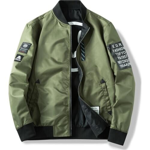 Mens Jackets Both Side Wear Coat Men Pilot with Patches Green Black Blue Autumn Hip Hop Streetwear Windbreaker Clothing