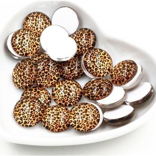 New Fashion 20pcs 12mm Leopard depth Handmade Photo Glass Cabochons