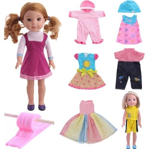 Doll Clothes For 14.5 Inch Wellie Wisher & 32-34 Cm Paola Reina Doll,Pajama Dress Sportswear Hanger,Doll Accessories For Clothes