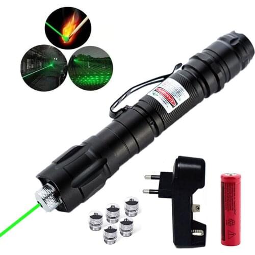 Hunting High Power Green Lasers Adjustable Focus Burning Green Laser Pointer Pen 532nm 500 to 10000 Meters with Battery Charger