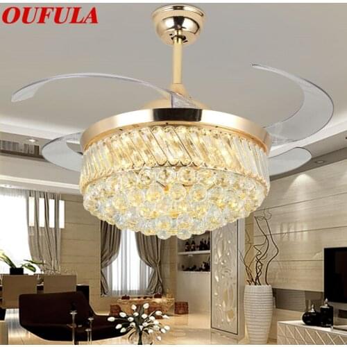 OUTELA Modern Ceiling Fan Lights Lamps Remote Control Invisible Fan Blade For Dining Room Bedroom Restaurant