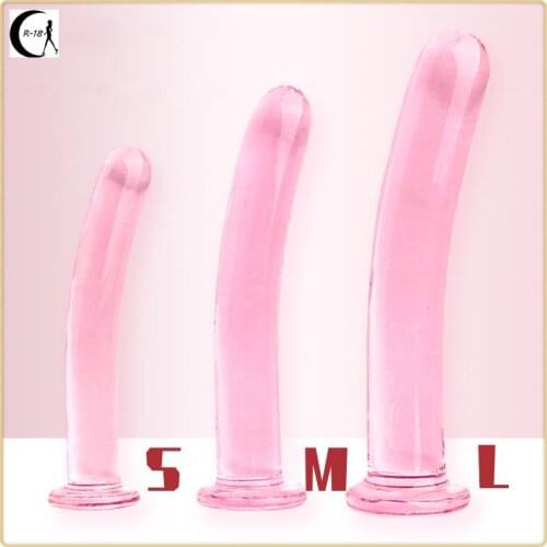 3Size Pink Crystal Glass Dildo Anal Masturbator Sex Toys for Couples Suction Cup Penis Thrusting Dildo Phalos for Women