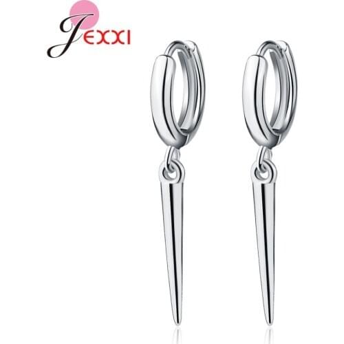 Genuine 100% 925 Sterling Silver Cute Sweet Small Cone Hoop Earrings For Women Girl Wedding Jewelry Gift