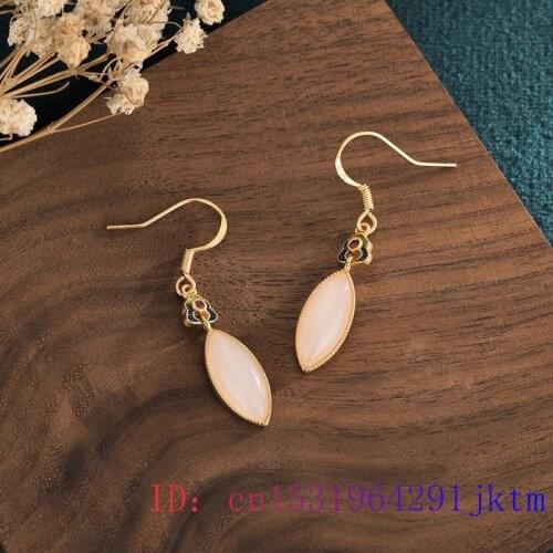 White Jade Water drop Earrings Gemstone Natural Jewelry Amulet Gifts Fashion 925 Silver Women Zircon Crystal Charm Chalcedony