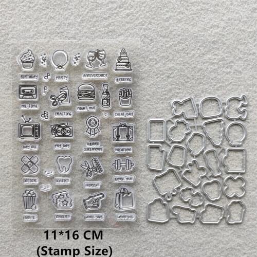 2021 New TV Tooth Hamburger Clear Stamps and Metal Cutting Dies DIY Scrapbooking Embossing Album Seal Template Punch Stencils