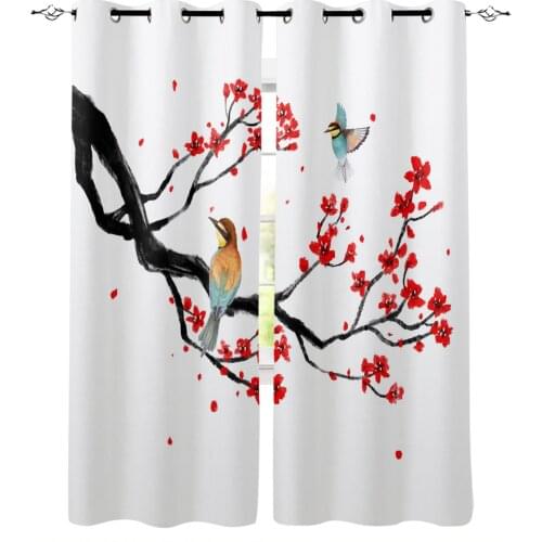 Chinese Style Flower Bird Bedroom Modern Window Curtain for Living Room Decoration Curtains Home Textile Drapes