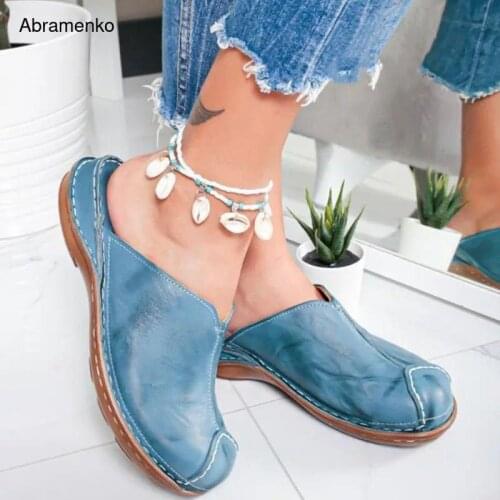 Comfy Thick Platform Creeper Flat Sandals Women Shoes Leather Ladies Casual Slippers Flip Flops Sandal Mules Plus Size 35-43