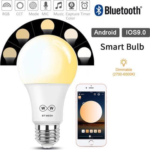 High quality Bluetooth Mesh Smart Light Bulb Dimmable Bluetooth bulb speaker LED Light Bulb Smartphone/Remote Control D20