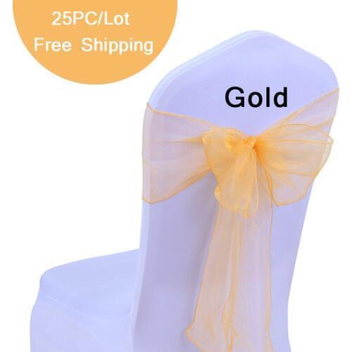 Pack of 25 Wedding Organza Chair Sash Bow for Wedding Banquet Decoration 24 Colors Organza Sashes