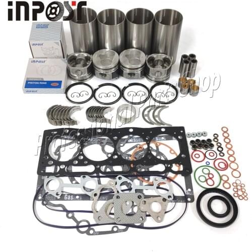 For Kubota V1505 Overhaul Rebuild Kit:Piston,Piston Ring,Cyliner Liner, Full Gasket set,Main Bearing set For Bobcat MX425 MX428