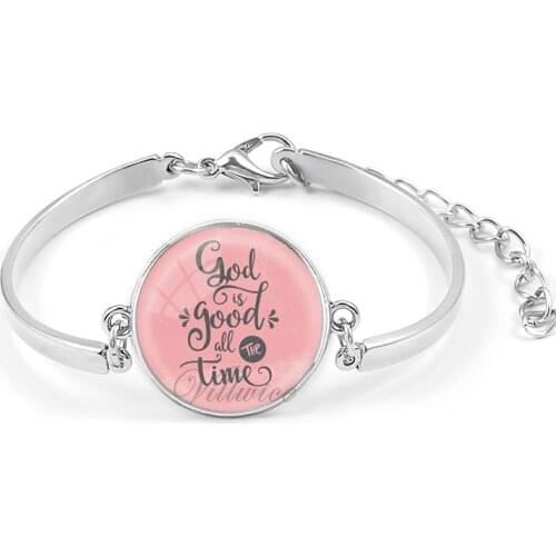 VILLWICE Fashion Bible Verse Bracelet Glass Dome Charms Bracelets Scripture Quote Jewelry For Christian Gifts