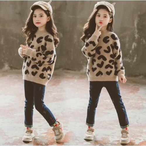 Print Knit Sweater Baby Plush Sweater Girls