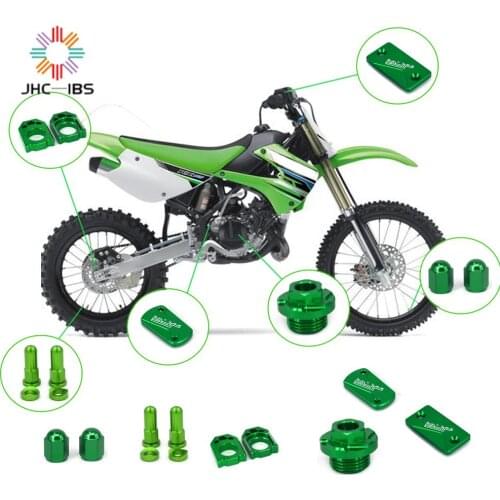 Motorcycle CNC Green Axle Block Rear Chain Adjuster For KAWASAKI KX125 250 03-08 KX250F KXF 250 04-16 KX450F KXF 450 KLX450R