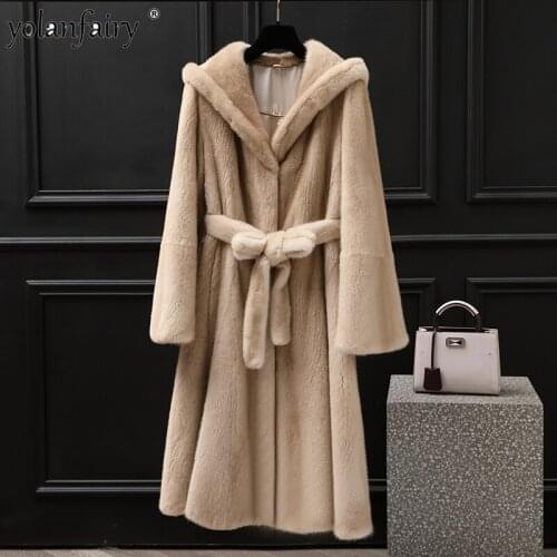 Real Mink Fur Coat Female 100% Mink Coat Winter Clothes Women Long Womens Clothing Korean Mujeres Abrigos DZ9110645 Pph1081