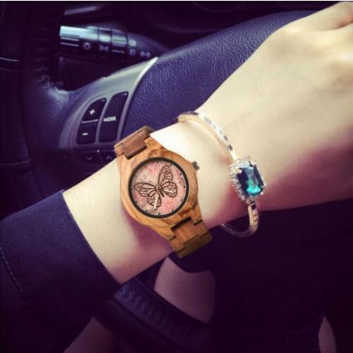 ELMERA wood watch women Simple wooden watches for women Miyota quartz movement wrist watch