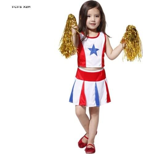 M-XL Girls Cheerleaders Cosplay Kids Children Halloween cheering squad Costume For Carnival Purim Games sports competition dress