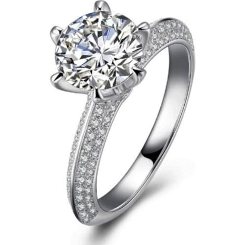 Real 925 Sterling Silver Ring Womens Multi-diamond Proposal Wedding Gift Luxury Exquisite Elegant Original Design Charm Jewelry