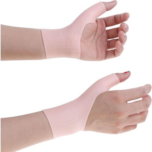 1Pair Silicone Gel Wrist Thumb Support Braces for Right & Left Hand Relief Pain for Carpal Tunnel Rheumatism Tendonitis Yoga