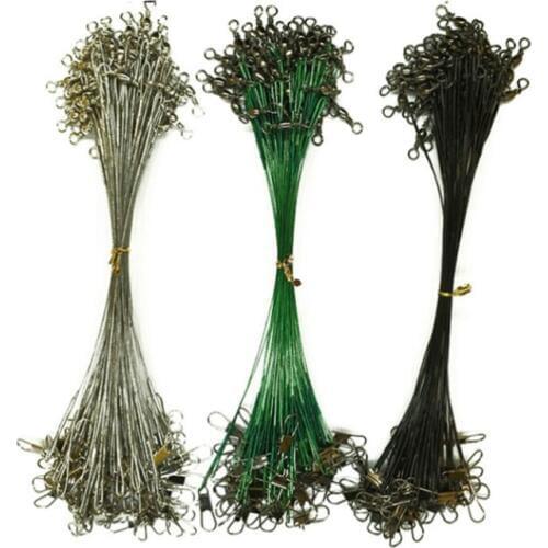 10pcs/lot Anti Bite Steel Fishing Line Steel Wire Leader With Swivel Olta Fishing Accessory Lead Core Leash Fishing Leader Wire