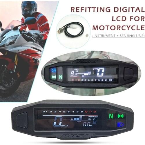 12V Motorcycle Universal LCD Display Digital Odometer Speedometer Tachometer Electric Injection Carburetor Instrument