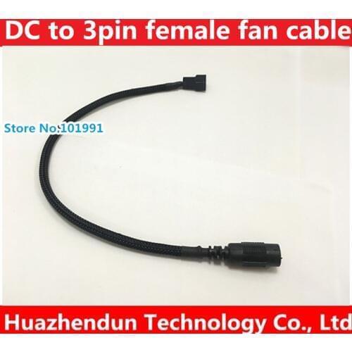 20CM NEW Black Sleeved DC 5.5*2.1mm Female to 3Pin Fan Adapter Cable
