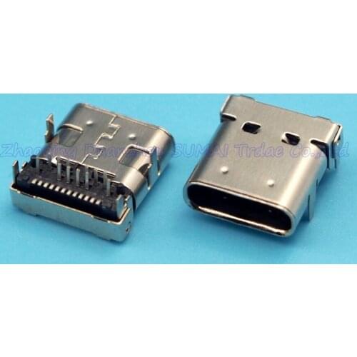 25pcs USB 3.1 Type-C female socket 24P DIP+SMT 4 Fix Foot Double outer shell